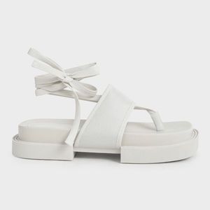 CHARLES & KEITH sandals. Alex Recycled Polyester Tie-Around Thong Sandals